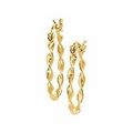 14K Yellow 15 mm Twisted Tube Hoop Earrings